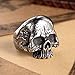 4ZOM 316L Stainless Steel Silver Mens Vintage Black Tattoo Punk Skull Biker Ring