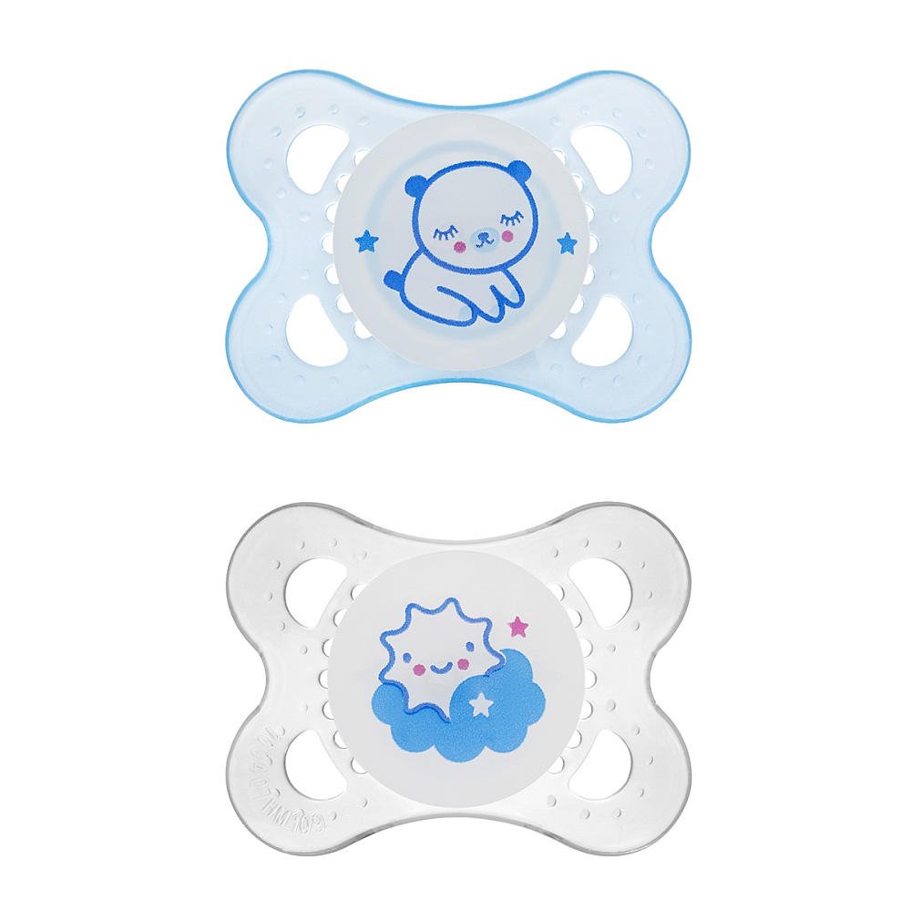 MAM NIGHT Silicone Pacifiers 06 Months BPA FREE blue Baby Pacifiers Baby