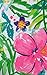 Watercolor Tropical Flowers Abstract Vinyl Flannel Back Tablecloth (52