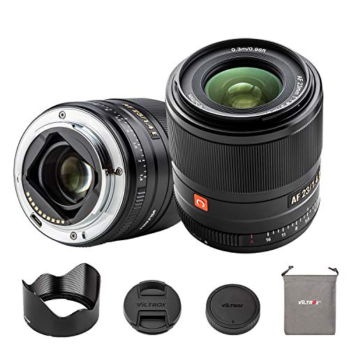VILTROX AF 23mm F1.4 E-Mount Objektiv,Autofokus APS-C Weitwinkel Festbrennweite Objektiv (52 mm Filtergewinde) für Sony E Mount Kameras A7,A9,A6600,A6500,A6400,A5100 und Nex Serien,schwarz