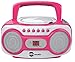 HDi Audio CD Boombox CD-518 Pink Sport Stereo Portable CD Player with AM/FM Radio and Aux Line-in Boombox White/Pinkthumb 1