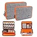 Electronics Organizer, Jelly Comb Electronic Accessories Cable Organizer Bag 2 Pack Travel Cable Storage Bag for Charging Cable, Cellphone, Mini Tablet and More-Large and Medium (Orange and Gray)