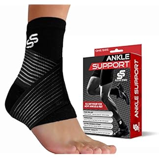 Sleeve Stars Ankle Brace Achilles Tendonitis Support, Ankle Support Football Compression Sleeve w/ Strap, Heel Support for Plantar Fasciitis & Pain, Foot Strap for Men & Women