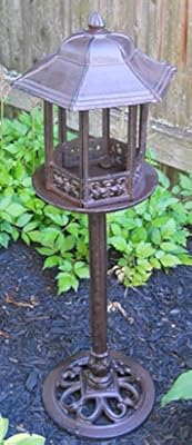 Lana45 Gazebo Bird Cast Iron Free Standing Bird Feeder Vintage
