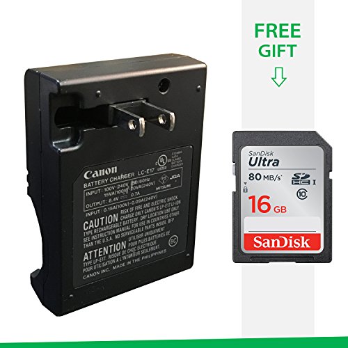 Canon EOS Rebel T6i DSLR Charger LC-E17 Compact Camera Battery Charger for LP-E17 Battery Pack With Free SanDisk SD Card 16GB Class 10
