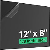 CREGEAR ABS Sheet 1/8 Inch Thick (3mm) - 12" x 8", Black Plastic Sheet Waterproof Rigid Thermoplastic Sheet, ABS Plastic Boar