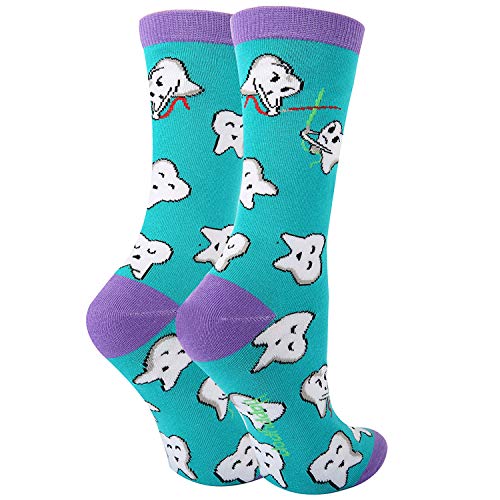 Women's Novelty Crazy Crew Dental Socks Funny Happy Teeth Patterned