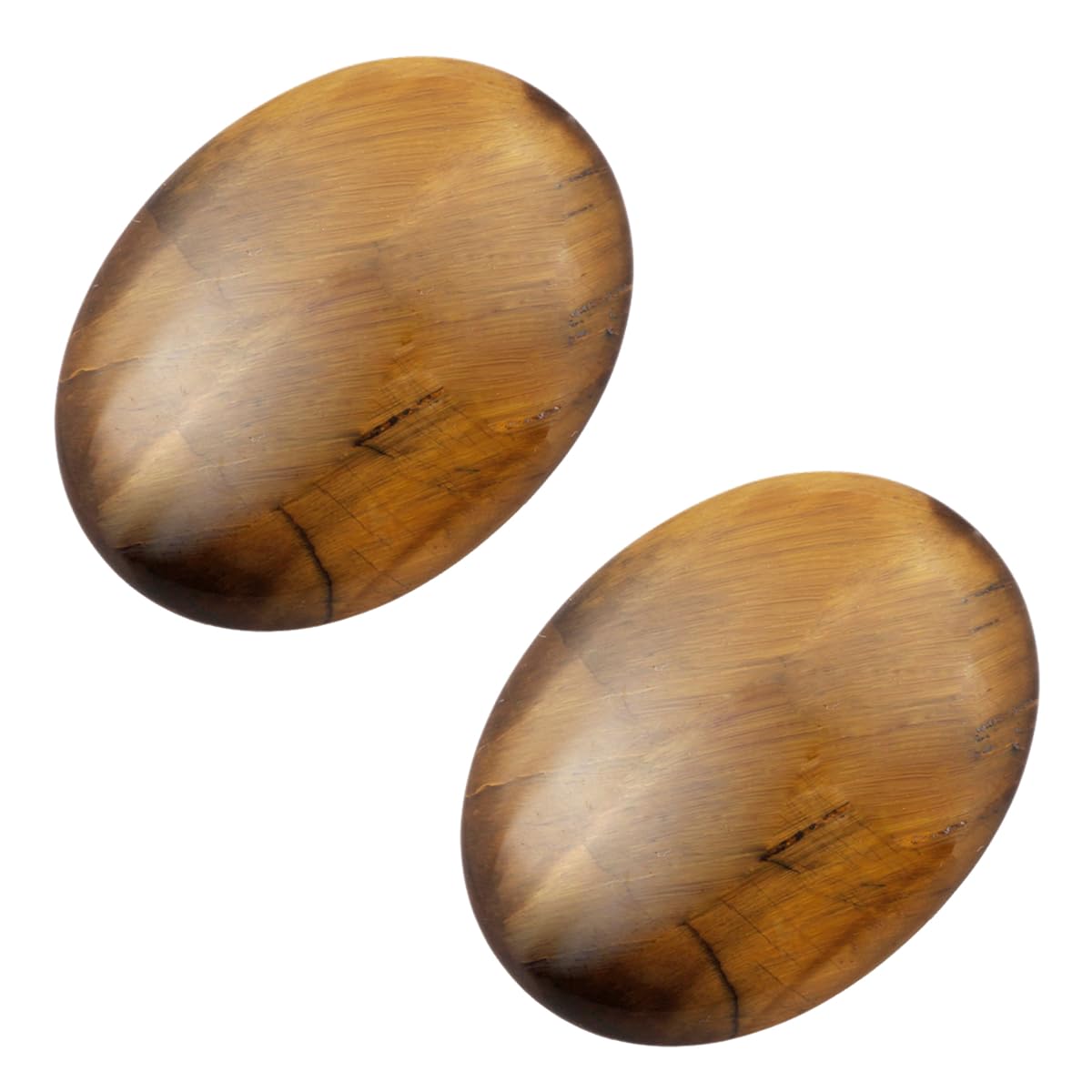 mookaitedecor Pack of 2 Natural Tiger’s Eye Crystal Palm Worry Stones for Anxiety Stress Relief, Oval Small Energy Pocket Stones Healing Crystal Gifts for Reiki Chakra Meditation Desk Decor — image 1