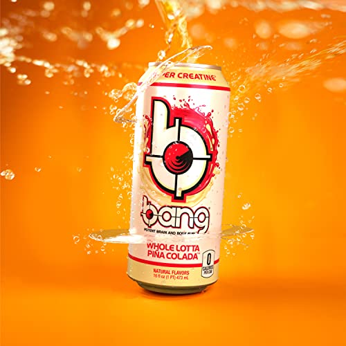 Bang Whole Lotta Pina Colada Energy Drink, 0 Calories, Sugar Free with Super Creatine, 16 Fl Oz