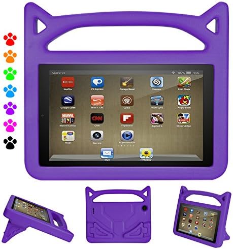 Huaup Case for All-New Fire HD 8 2017/Fire HD 8 2016 - Light Weight Shock Proof Handle Friendly Convertible Stand Kids Case for Amazon Fire HD 8 (7th 2017/6th 2016) 8" Tablet (Fire HD 8, Purple)
