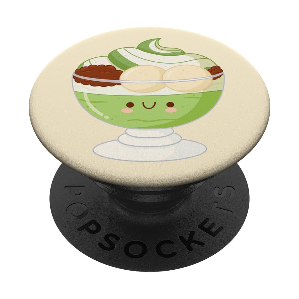Kawaii Matcha ice cream, desert, green, character PopSockets Swappable PopGrip