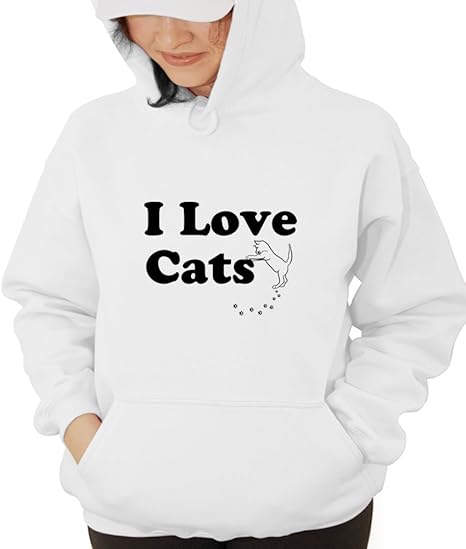 Amazon.com: I Love Cats Hooded Sweatshirt-white-3XL: Clothing