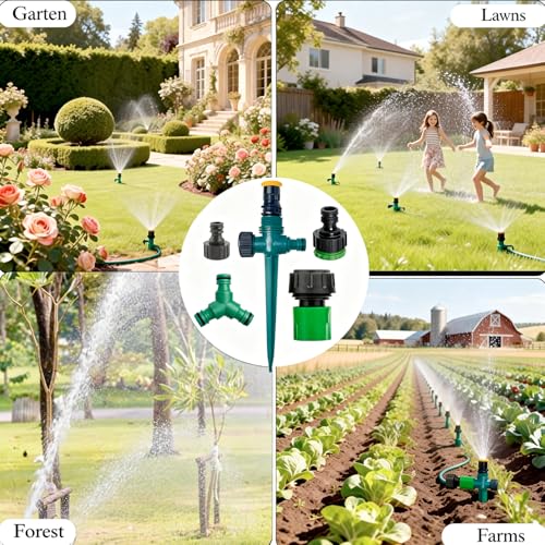 4pcs Aspersor Jardin, Ajustabl Aspersor de Césped 360 °, Aspersor de Jardín Multifunción, Acoplamiento de Manguera, para Jardín Plantas Pastorales Aspersores para Cesped