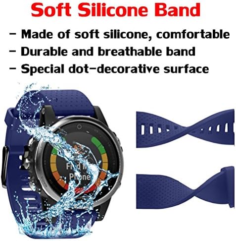 HPFmaily Soft Silicone Watchband with Black Stainless Steel Buckle Watch Strap Quick Release Width 20mm Top Watch bands For Garmin Fenix 5S (Dark Blue)