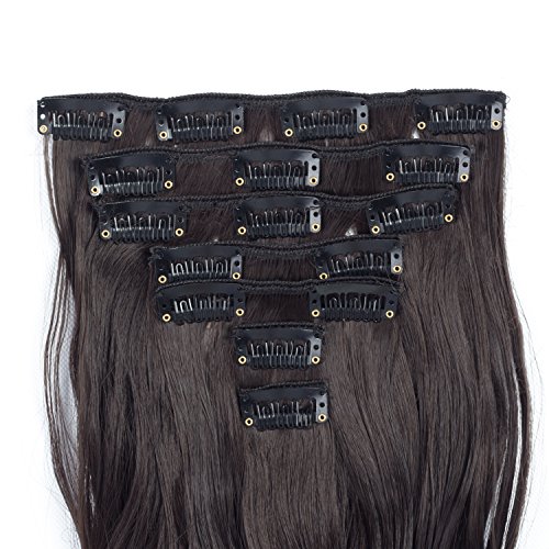 7Pcs/Set Clip in Hair Extensions 20Inch Long Wavy Heat Resistant Synthetic Hairpiece Gifts for Girl Lady Women (2#)