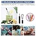 10 Packs Extendable Retractable Straws, 2 Upgraded Telescopic Stainless Steel Drinking Straws With Metal Keychain Case - 8 Long Reusable Metal Straws 2 Cleaning Brushes + 4 Silicone Tips 2 Carabiners