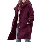 BBOXOTP Womens Winter Long Wool Single Breasted Coat Hooded Casual Pea Blend Oversized Hooded Jacket Trench Coat Overcoat