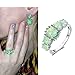 CiNily St Patrick's Day Silver Plated Green Opal Emerald Gemstone Ring Size 8