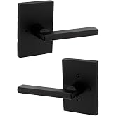 Kwikset Halifax Privacy Door Handle for Bedroom and Bathroom, Matte Black | Privacy door handle for bedroom and bathroom doors; keyless inside lock and reversible lever fit standard residential doors.