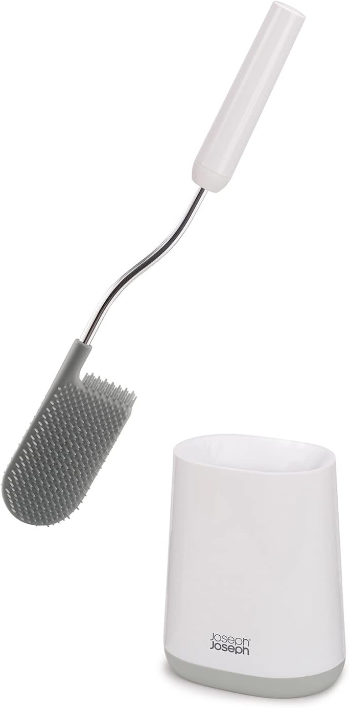 Joseph Joseph Flex Lite Silicone Toilet Brush with Slimline Holder Grey White