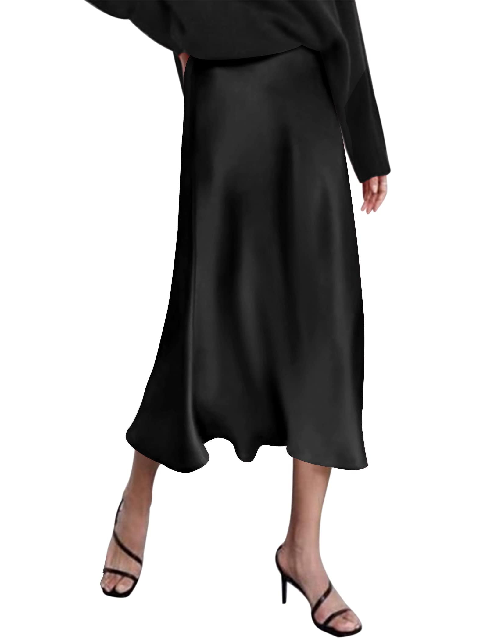 Zeagoo Women Party Satin Skirts Zipper