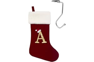 infleesh 20 Inches Monogrammed Christmas Stockings with Letters,Super Soft Christmas Stockings Large Monogram Stockings Red Letter Stockings for Christmas Holiday Xmas Gift…