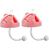 Pink Silicone Straw Sippy Cup Lid Compatible with Boon Nursh Bottles, Conversion Straw Top for Boon Nursh Bottles, 2 Count