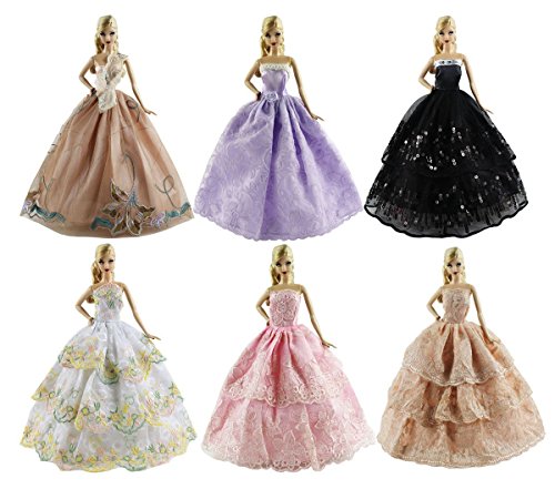 ZITA ELEMENT Lot 6 PCS Fashion Handmade Clothes Dress for Barbie Doll XMAS GIFT