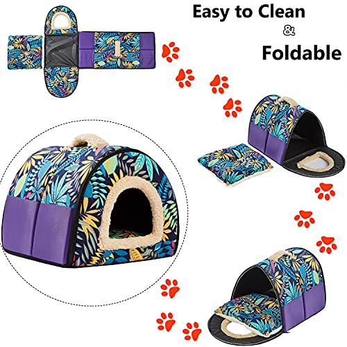 Cat Beds for Indoor Cats, Cat House Cat Tent Bed Cat Cave for Indoor Cats Clearance Self Warming 2 in 1 Foldable Cozy Cats Small Pets Puppy Kittens Bed Tent Soft Removable Washable Cushioned Pillow