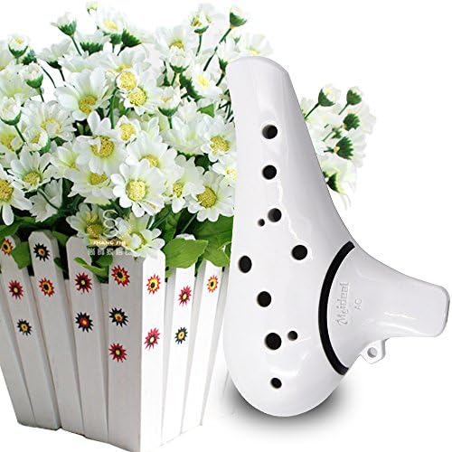 MELODIC Plastic Porcelain Ocarina flute 12 Hole Legend of Zelda Alto C for Professional and Beginner,best Gift for Antique Collectors (White)
