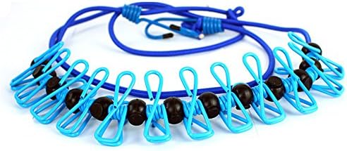 Latorila Travel Clothesline for Outdoor Indoor Use Portable Home Style Windproof Elastic Adjustable with 12 Clothespins