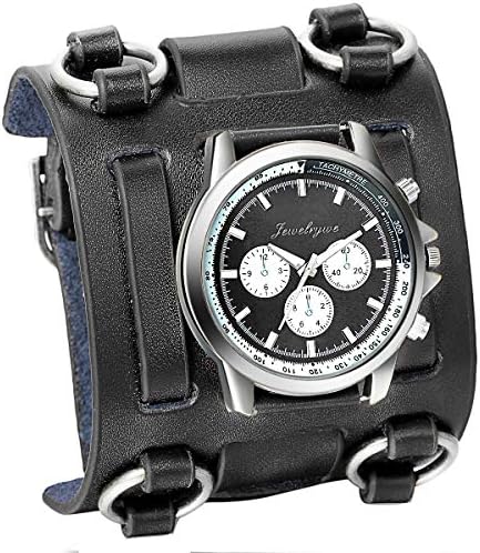 JewelryWe Black Hip-hop Gothic Punk Style Men Watch Wide
