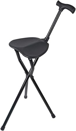 Amazon Co Jp Yl ステッキ ステッキチェア 椅子 高齢者用 折りたたみ 三脚チェア お年寄り 携帯便利 歩行補助杖 座席付きポータブル 松葉杖の椅子 ブラック ドラッグストア