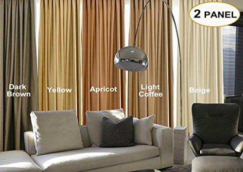 Artdix Solid Faux Linen Grommet Top Curtains Thermal Curtains Window Drapes For Bedroom Living Room, 84" W x 63" L (2 Panels) Apricot