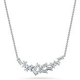 BERRICLE Sterling Silver Cubic Zirconia CZ Pendant Necklace for Women - Cluster, Graduated, Solitaire, Bar, Bubble, East-West Styles