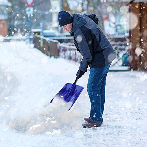 V VONTOX Snow Shovel, Detachable Plastic Snow Shovel with D-Grip Handle and Aluminum Edge Blade,Portable Compact for Car, Truck, Outdoor Camping Garden (with Small Snow Shovel Scraper) (Blue)