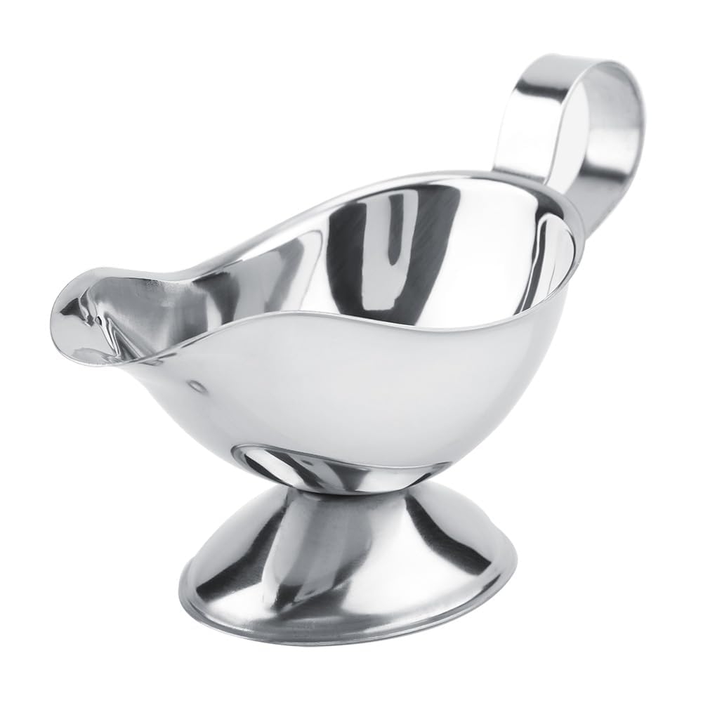 Gravy Boat with Handle, 3oz Stainless Steel Gravy Pourer Gravy Sauce Boat Bowl Mini Sauce Jug Sauce Cup for Dining, Holiday Meals, Parties, Salad Dressing