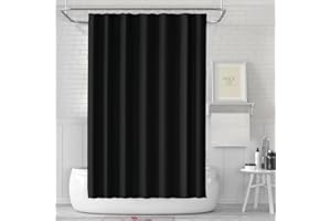 Black Shower Curtain Liner PEVA Bath Curtain with 3 Magnets Thickened Water Proof Quick Drying Shower Curtain Set with 12 Whi