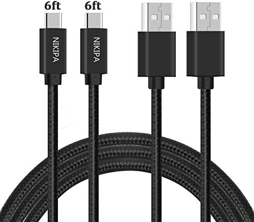 USB Type C Cable, Nikipa 2Pack 6FT Nylon Braided USB C to USB A Data Sync and Charging Cord for Galaxy Note 8, S8/S8 Plus, Pixel/Pixel XL, LG G5/G6/V20 and More