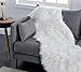 Ojia Deluxe Soft Faux Sheepskin Chair Cover Seat Pad Plain Shaggy Area Rugs for Bedroom Sofa Floor (2ft x 6ft, Ivory White)