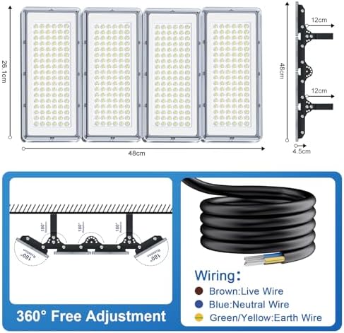 400W Focos LED Exterior - 2 Piezas 40000LM Superbrillante Proyector LED Exterior con Transformador, Floodlight Blanco Frío 7000k, IP67 Impermeable Luz Exterior para Garaje, Patio, Estadio, Fábrica