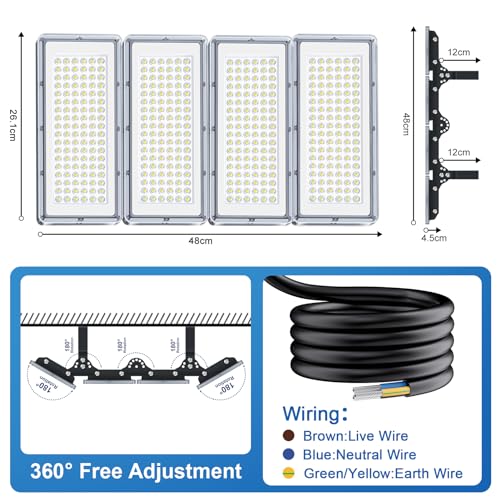 400W Outdoor LED Spotlights – 2 Pieces 40000LM Super Bright Outdoor LED Projector with Transformer, Floodlight Cool White 7000K, IP67 Waterproof Outdoor Light for Garage, Patio, Stadium, Factory