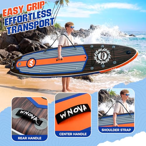 WNOVA 11' Inflatable Stand Up Paddle Board, 34" Extra Wide Stable iSUP for Adults & Youth, with Camera Mount & Premium Accessories, Non-Slip Deck for All Skill Levels