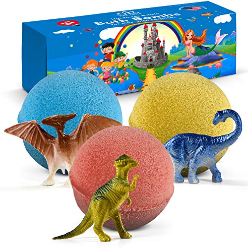 Bath Bombs for Kids with Surprise Inside Dinosaur 3 Organic Large