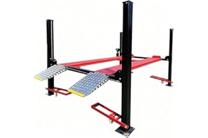 KATOOL 9500lbs 4 Post Lift with Moving Kits/Caster Aluminum Ramp Extra Height Four Post Lift 79" Lifting Height Storage Service Lift Home Parking Lift, 110v, 4H950