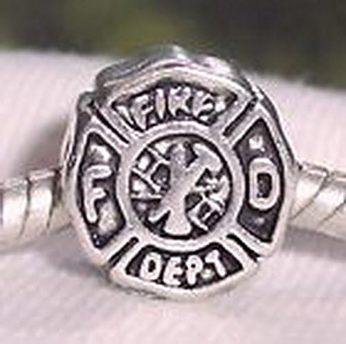 Beads Hut - Fire Department Firefighter Badge FD Rescue Bead fits European Charm Bracelets