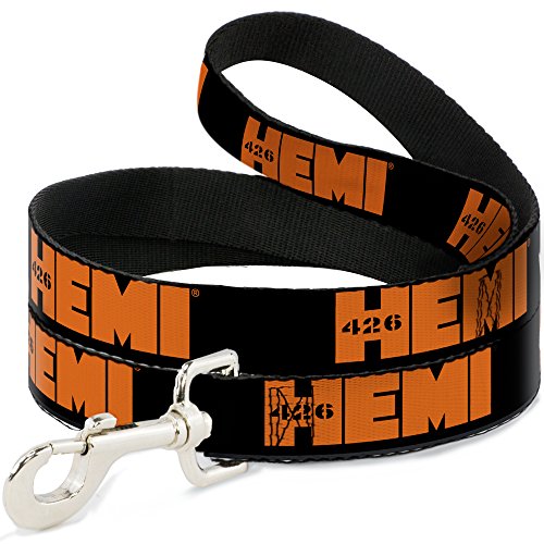 Dog Leash Hemi 426 Logo Repeat Black Orange 4 Feet Long 1.5 Inch Wide