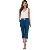 Rekucci Women's Secret Figure Denim Pull-On Easy Fit Jean Capri