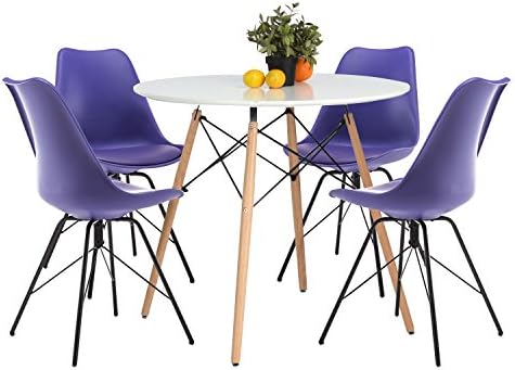 YUIKY Eames Chair set of 4 Dining Chairs with PU Leather Cushion, purple