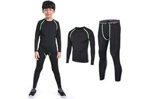 TERODACO Kids Long Sleeve Compression 2 Pcs Set Thermal Base Layer Suits Unisex